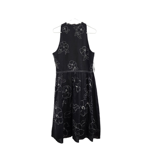 Ann Taylor Women's Plus 100% Linen Floral Embroidered Midi Dress - 14 - Picture 5 of 6